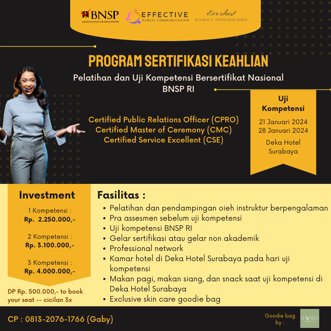 Sertifikasi profesi BNSP RI
