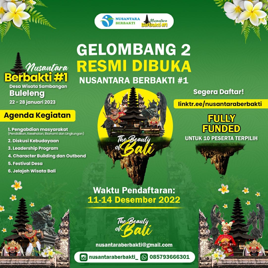 DIBUKA PENDAFTARAN GELOMBANG 2 | Nusantara Berbakti #1 - Bali