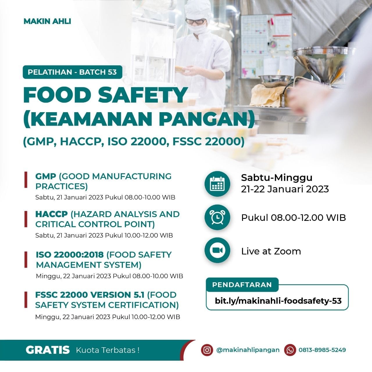 PELATIHAN FOOD SAFETY GRATIS BATCH 53
