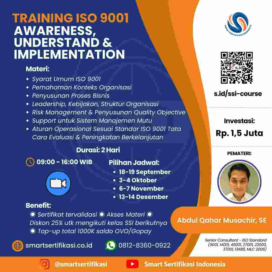 Training ISO 9001: Awareness, Understanding, Implementation