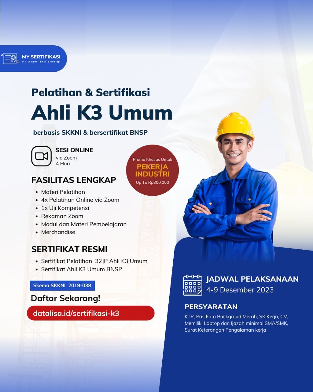 Pelatihan dan Sertifikasi Ahli K3 Umum berbasis SKKNI