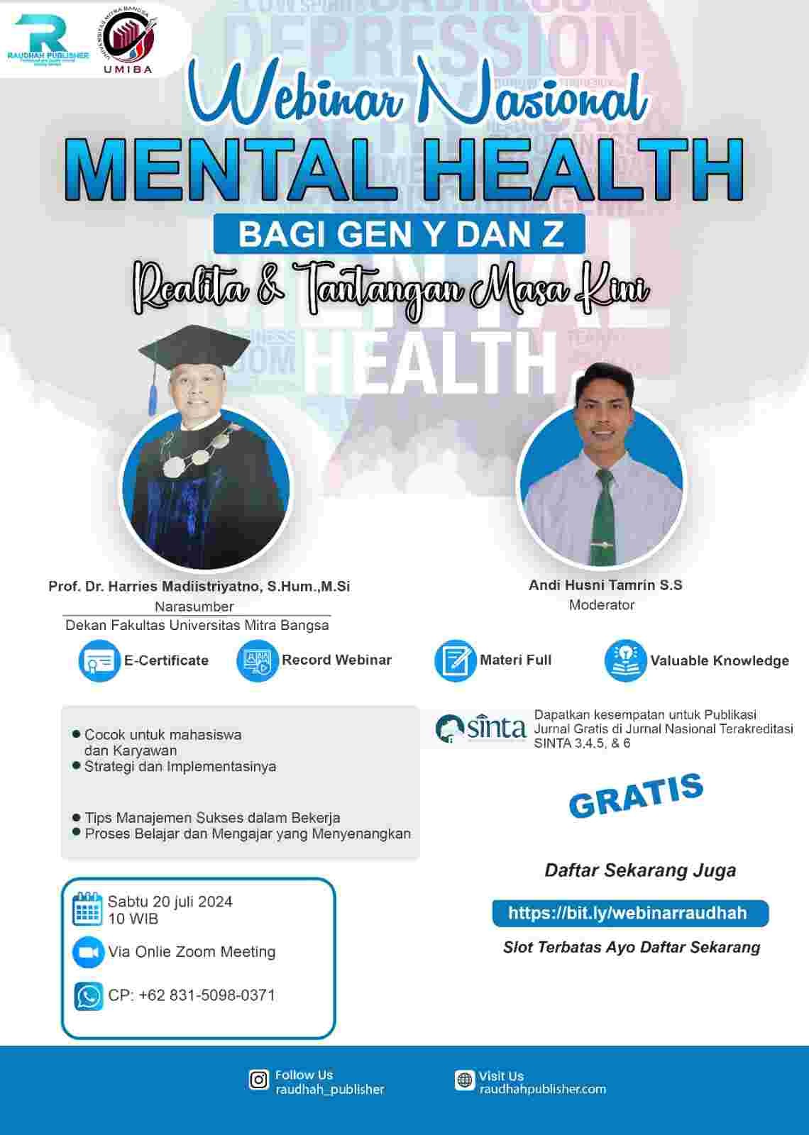 Mental Health bagi Gen Y dan Z Realita dan Tantangan Masa Kini