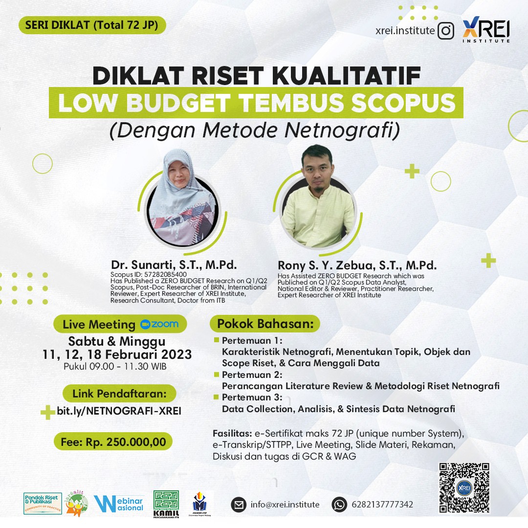 DIKLAT RISET KUALITATIF LOW BUDGET TEMBUS SCOPUS DENGAN METODE NETNOGRAFI (total 72 JP)
